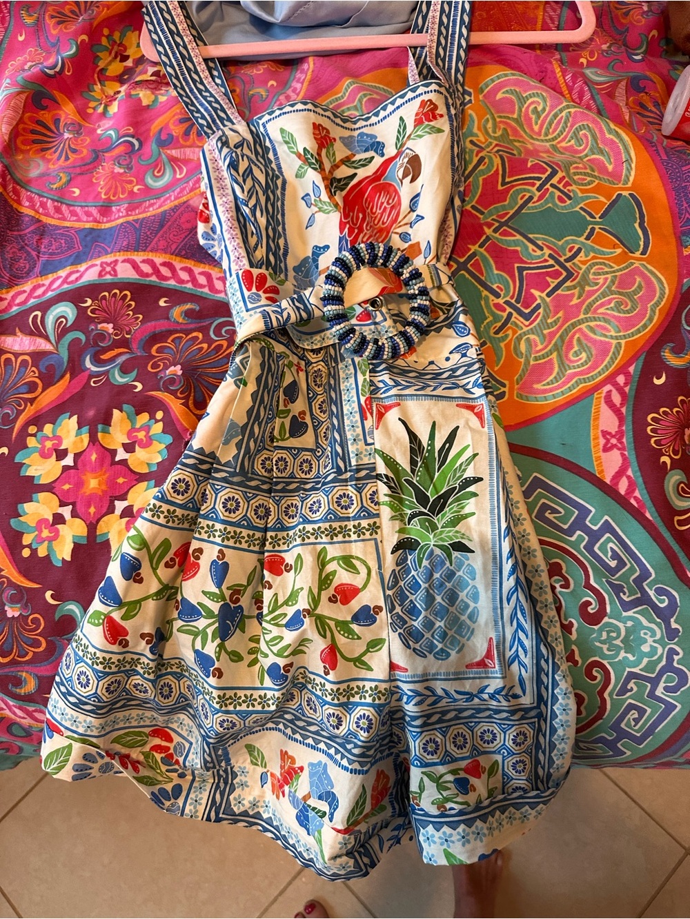 FARM Rio Multicolor Tropical Parrot Belted Romper - Picture 9 of 9